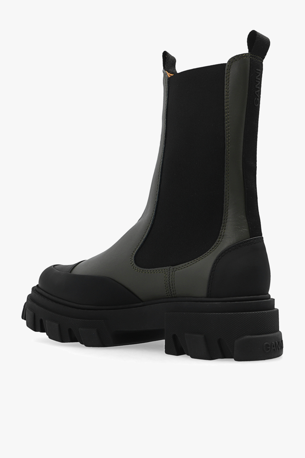 ganni green chelsea boots